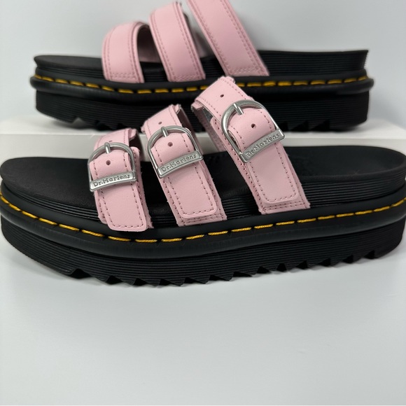 DOC BLAIRE LEATHER SLIDES SANDALS WOMENS SIZE 7 HORSESHOE BUCKLES 3 STRAP NEW - Picture 7 of 10